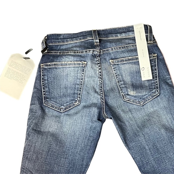 CURRENT/ELLIOTT THE STILETTO TOWNIE W/SLANTED STEP HEM TUXEDO STRIPE DENIM JEANS - Picture 8 of 16